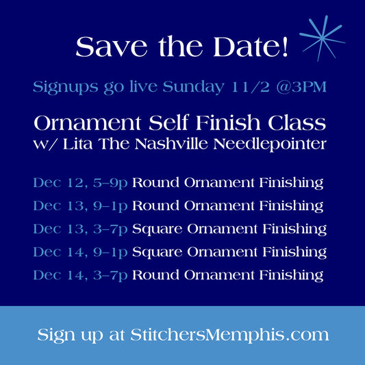 Round Ornament Self Finishing Class Friday, Dec 12 5-9p